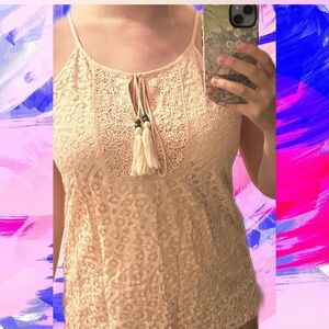 cute pink laffarie lace halter top!